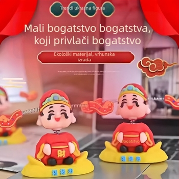 Auto ukras s Bogom bogatstva koji klima glavom, crtani stil, Friendly marka, dekorativna namjena