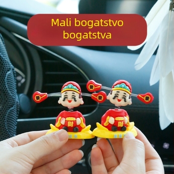 Auto ukras s Bogom bogatstva koji klima glavom, crtani stil, Friendly marka, dekorativna namjena