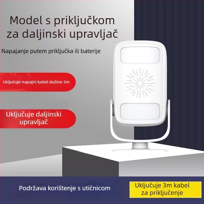 Indukcijski zvončić za vrata s dvosmjernim pozdravom, DH808 model, napajanje baterijom/strujom, 6V-9V, razni tonovi zvona, potrošnja 0,5