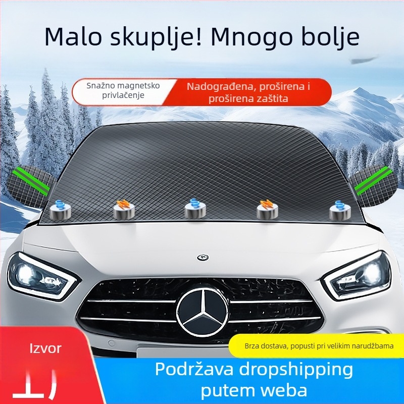 Automobilska snježna zaštita od Oxford platna, universalna prilagodba, instalacija elektrostatikom, karirani uzorak, težina 400 g.