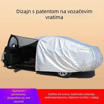 Univerzalni auto pokrov s UV zaštitom i toplinskom izolacijom, zimsku debljinu, otporan na tuču, vodonepropusan, zaštita od snijega i mraza, potpuno prekrivanje; materijal: Oxford tkanina
