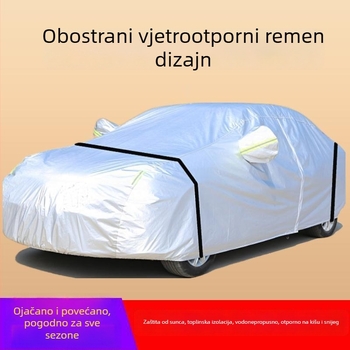 Univerzalni auto pokrov s UV zaštitom i toplinskom izolacijom, zimsku debljinu, otporan na tuču, vodonepropusan, zaštita od snijega i mraza, potpuno prekrivanje; materijal: Oxford tkanina