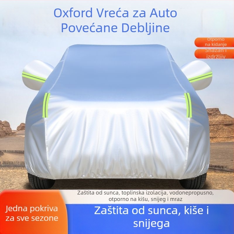 Univerzalni auto pokrov s UV zaštitom i toplinskom izolacijom, zimsku debljinu, otporan na tuču, vodonepropusan, zaštita od snijega i mraza, potpuno prekrivanje; materijal: Oxford tkanina