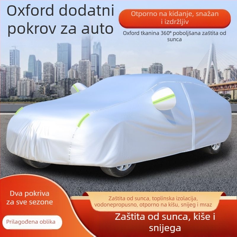 Univerzalni auto pokrov s UV zaštitom i toplinskom izolacijom, zimsku debljinu, otporan na tuču, vodonepropusan, zaštita od snijega i mraza, potpuno prekrivanje; materijal: Oxford tkanina