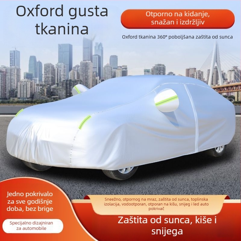 Univerzalni auto pokrov s UV zaštitom i toplinskom izolacijom, zimsku debljinu, otporan na tuču, vodonepropusan, zaštita od snijega i mraza, potpuno prekrivanje; materijal: Oxford tkanina