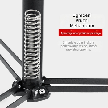 LINCO ZENITH LED foto-stativ, prijenosno trodjelno postolje, visina 3,2 m, SPCC čelik, nosivost 8 kg, 3 odjeljka, promjeri cijevi 19/22.2/25.4/28.6 mm