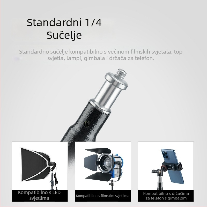 LINCO ZENITH LED foto-stativ, prijenosno trodjelno postolje, visina 3,2 m, SPCC čelik, nosivost 8 kg, 3 odjeljka, promjeri cijevi 19/22.2/25.4/28.6 mm