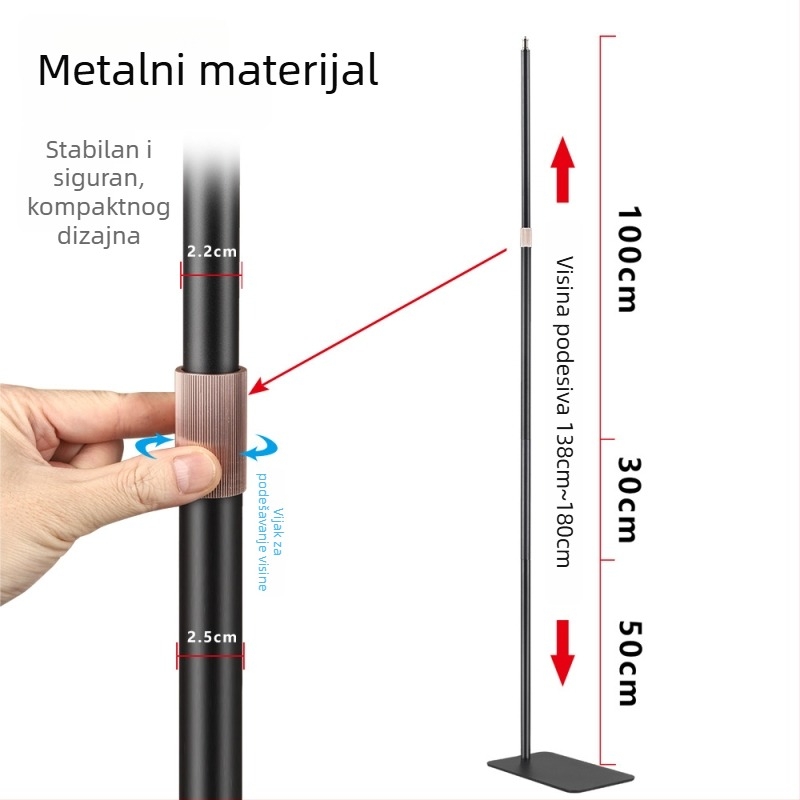Stan za telefon za livestream s 24W rasvjetom, željezno kućište, napajanje 12V, nosivost 2–5 kg, univerzalna baza za projektor