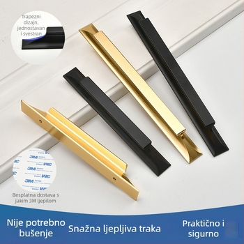 Ljepljiva ručka za vrata i ormar; garderoba, ladica i klizna vrata; materijal: aluminijska legura; montaža bez bušenja; pogodna za garderobe, ormariće i klizna staklena vrata