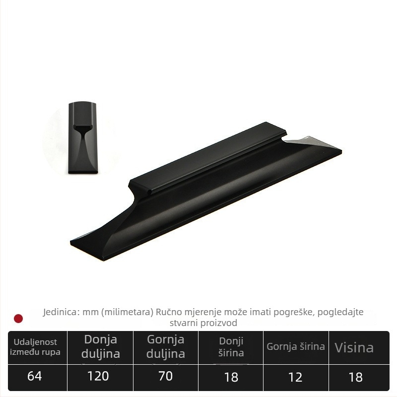 Ljepljiva ručka za vrata i ormar; garderoba, ladica i klizna vrata; materijal: aluminijska legura; montaža bez bušenja; pogodna za garderobe, ormariće i klizna staklena vrata