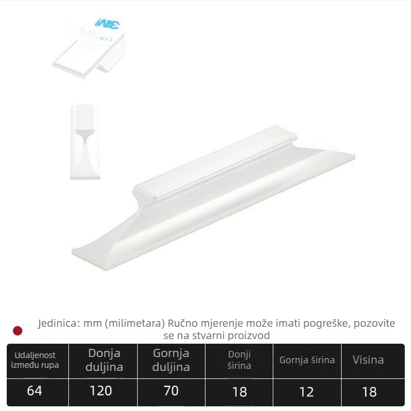 Ljepljiva ručka za vrata i ormar; garderoba, ladica i klizna vrata; materijal: aluminijska legura; montaža bez bušenja; pogodna za garderobe, ormariće i klizna staklena vrata