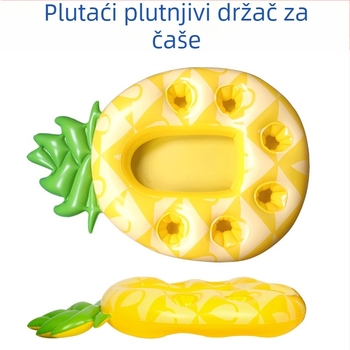 Napuhljiv držač čaše za bazen s uzorkom ananasa - ekološki PVC, plutajući pladanj za piće