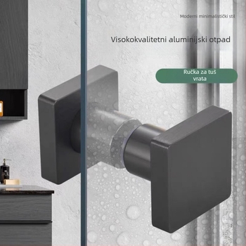 Drška za staklena vrata, s jednim otvorom, čvrsta i debela, od Space aluminija, brušena površina