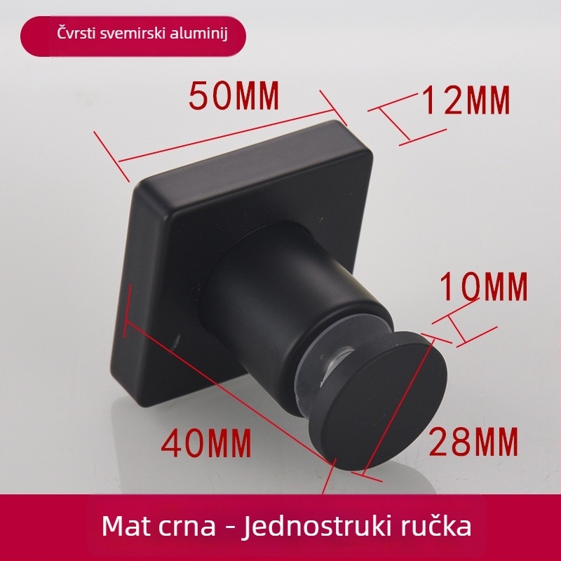 Drška za staklena vrata, s jednim otvorom, čvrsta i debela, od Space aluminija, brušena površina