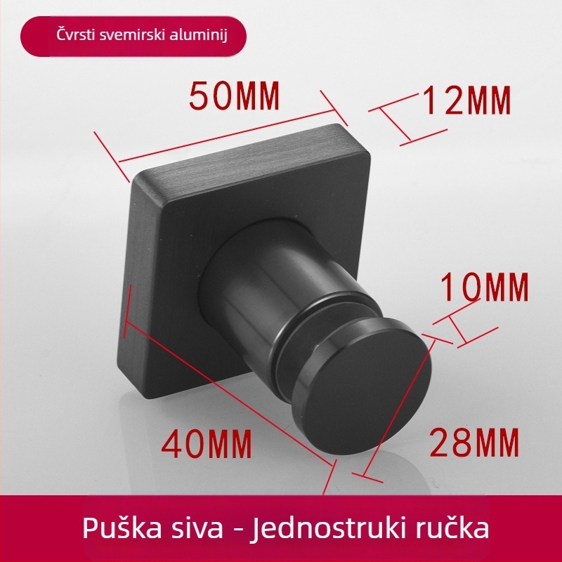 Drška za staklena vrata, s jednim otvorom, čvrsta i debela, od Space aluminija, brušena površina