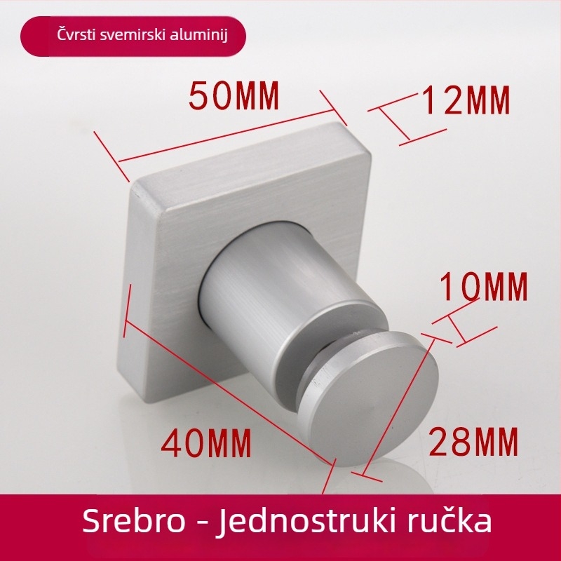 Drška za staklena vrata, s jednim otvorom, čvrsta i debela, od Space aluminija, brušena površina