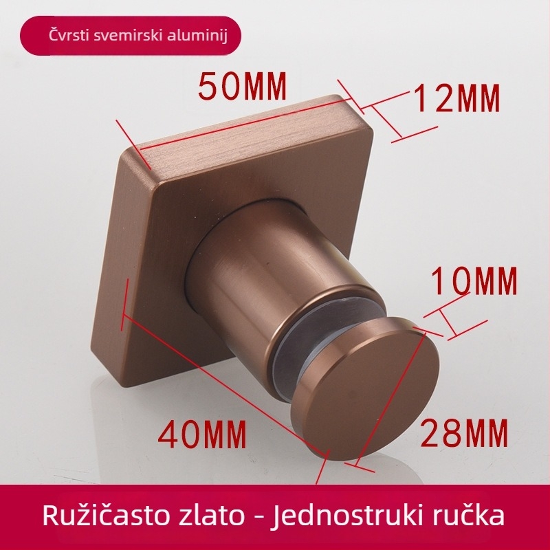 Drška za staklena vrata, s jednim otvorom, čvrsta i debela, od Space aluminija, brušena površina