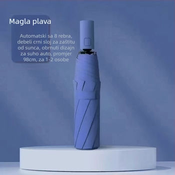 Reklamna kišobran za sunce i kišu s automatskim otvoranjem i zatvaranjem; 8-rebrni okvir od vlaknastog materijala i čelični štap; vinil 190T s UPF>50; mogućnost tiskanja loga i prilagodbe; za odrasle