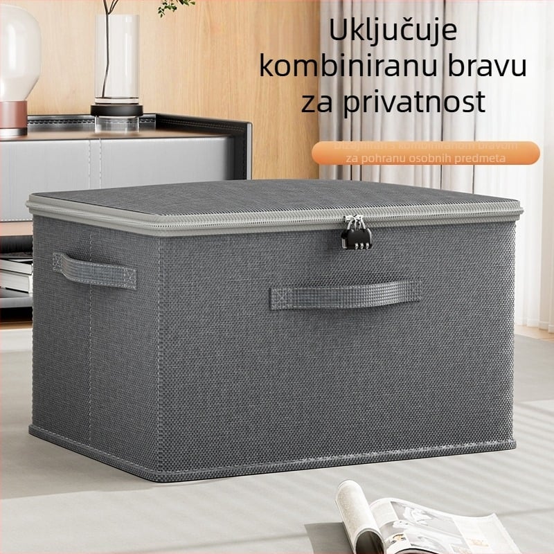 Sklopiva kutija za skladištenje od kationične tkanine sa poklopcem, 40–50 L, pogodna za studentski dom, odjeću i osobne stvari
