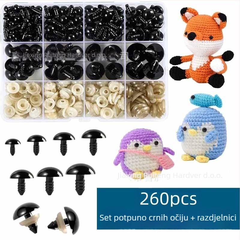Dodaci za igračke: Set od 260 sigurnosnih očiju za životinje, plastični, s brtvom, marka Ruiteng hardware
