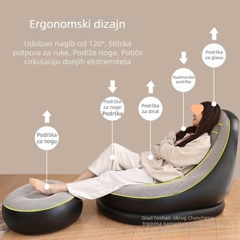 Plastični nafukivi fotelj, vanjski, za jednu osobu, ležanje, pogodno za spavaću sobu, balkon i kampiranje, višenamjenski, debeli dizajn; Brand: 123; Kategorija proizvoda: Ostalo; Model: Other