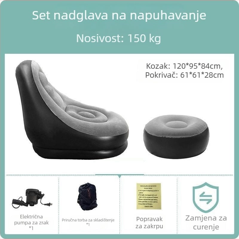 Plastični nafukivi fotelj, vanjski, za jednu osobu, ležanje, pogodno za spavaću sobu, balkon i kampiranje, višenamjenski, debeli dizajn; Brand: 123; Kategorija proizvoda: Ostalo; Model: Other