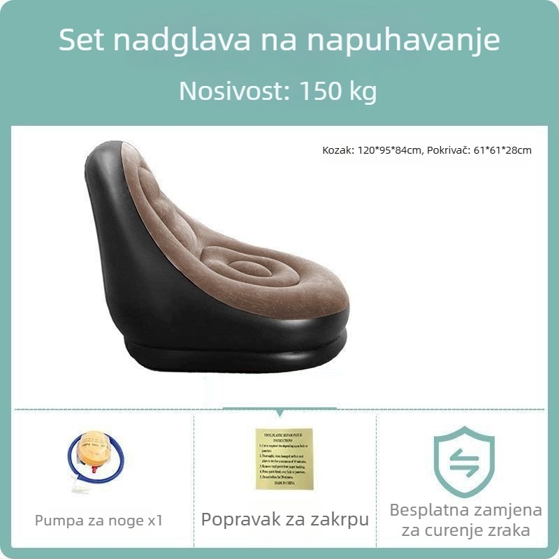 Plastični nafukivi fotelj, vanjski, za jednu osobu, ležanje, pogodno za spavaću sobu, balkon i kampiranje, višenamjenski, debeli dizajn; Brand: 123; Kategorija proizvoda: Ostalo; Model: Other