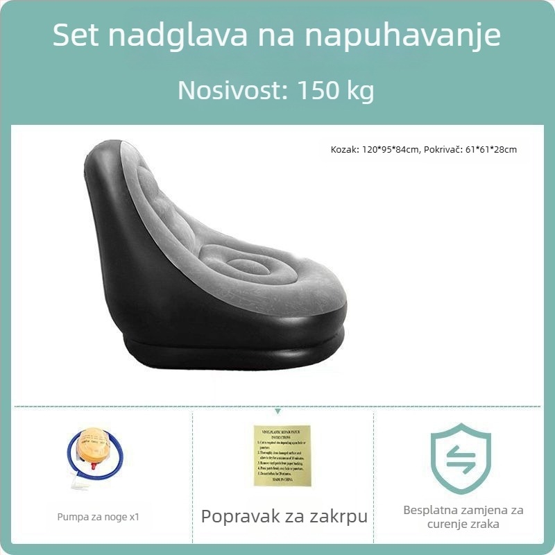 Plastični nafukivi fotelj, vanjski, za jednu osobu, ležanje, pogodno za spavaću sobu, balkon i kampiranje, višenamjenski, debeli dizajn; Brand: 123; Kategorija proizvoda: Ostalo; Model: Other