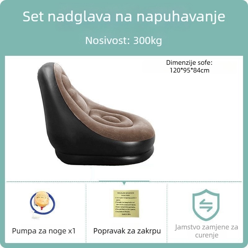 Plastični nafukivi fotelj, vanjski, za jednu osobu, ležanje, pogodno za spavaću sobu, balkon i kampiranje, višenamjenski, debeli dizajn; Brand: 123; Kategorija proizvoda: Ostalo; Model: Other
