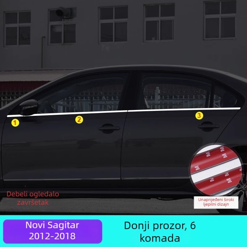 Nehrđajuća čelična ukrasna traka za prozor VW Sagitar
