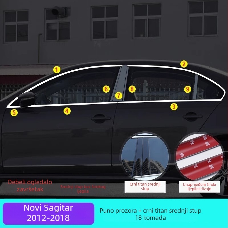 Nehrđajuća čelična ukrasna traka za prozor VW Sagitar
