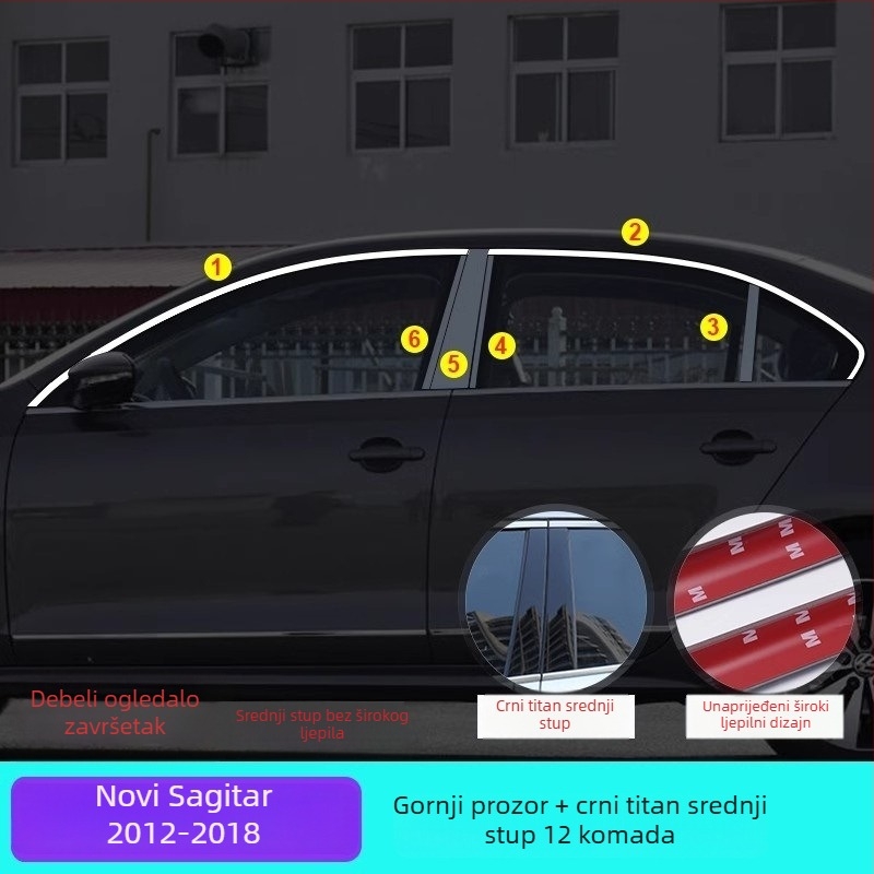 Nehrđajuća čelična ukrasna traka za prozor VW Sagitar