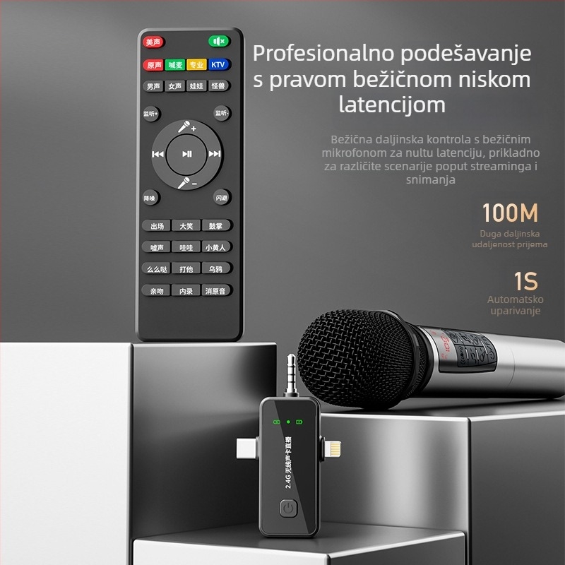 Bežična zvučna kartica s mikrofonom – sve-u-jednom slušalice za livestream uz monitoring, vanjski mobilni karaoke komplet, redukcija šuma
