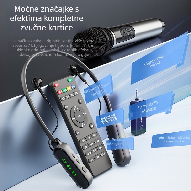 Bežična zvučna kartica s mikrofonom – sve-u-jednom slušalice za livestream uz monitoring, vanjski mobilni karaoke komplet, redukcija šuma