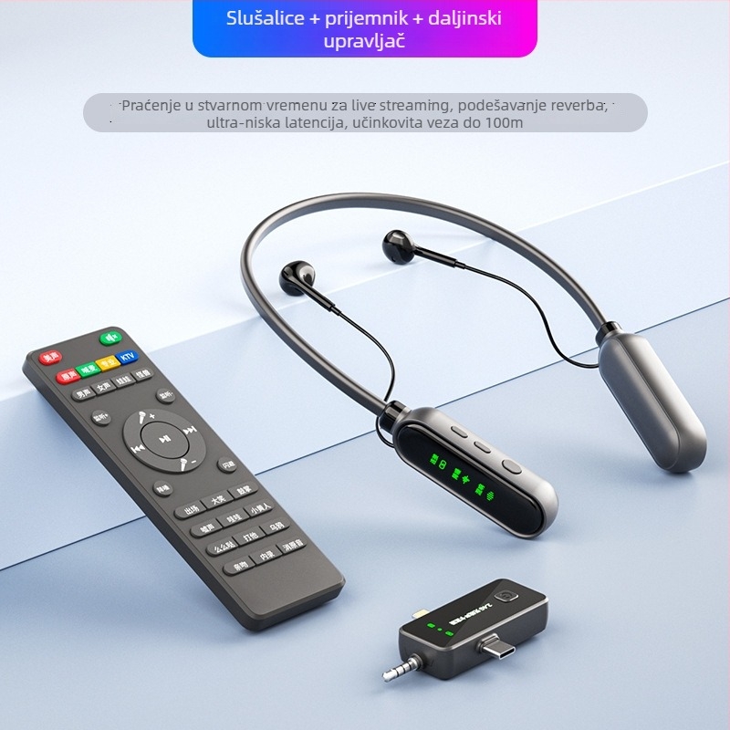 Bežična zvučna kartica s mikrofonom – sve-u-jednom slušalice za livestream uz monitoring, vanjski mobilni karaoke komplet, redukcija šuma