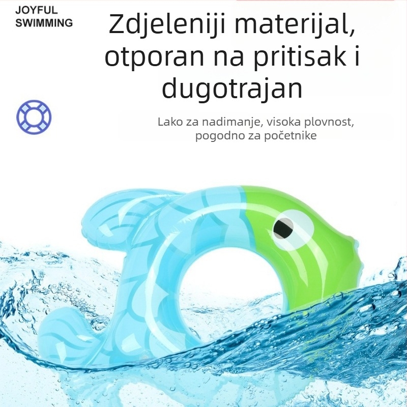 Dječji plivački prsten u obliku ribe za bazen; ekološki PVC; debljina 0,18 mm; ručno napuhavanje; jednoslojni dizajn.