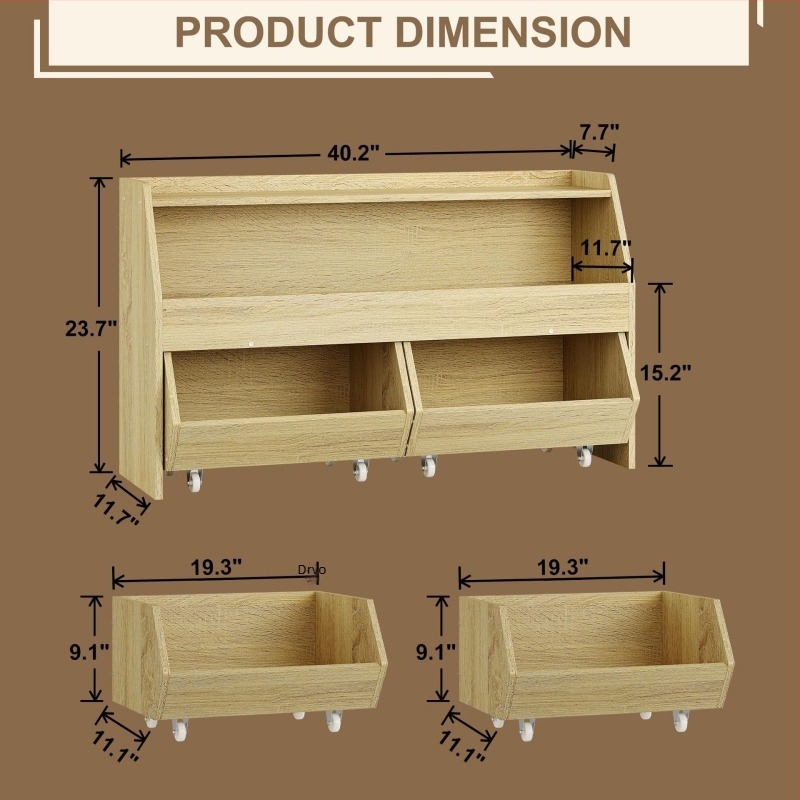 Drveni višeslojni ormarić za skladištenje dječjih igračaka, velik kapacitet, prijenosni podni ormarić za dječju sobu