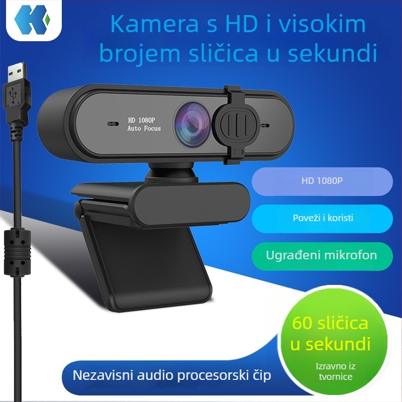 HD web kamera K20 s autofokusom, 1080p, USB 2.0, bez drivera, ugrađeni mikrofon
