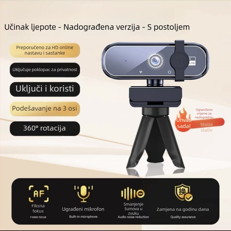 Pametna PTZ HD stolna kamera s 8MP senzorom, USB 2.0, ugrađen mikrofonom, bez upravljača, za online nastavu i livestream