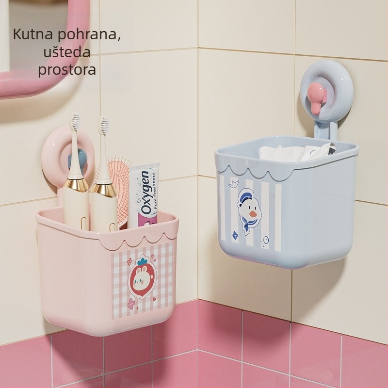 Stalna kutija za pohranu s usisnim čepom na zid, ABS, otvoreni vrh, modeli: zeko i patka, Ins stil, kuhinja i kupaonica