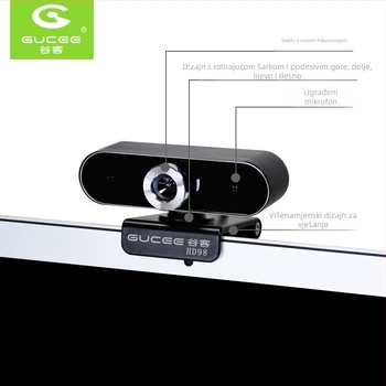 HD web kamera sa ugrađenim mikrofonom, 8 MP senzor, 640x480 rezolucija, 30 FPS, USB bez drivera