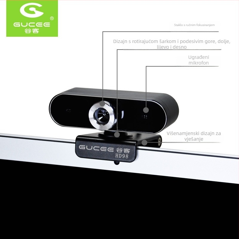 HD web kamera sa ugrađenim mikrofonom, 8 MP senzor, 640x480 rezolucija, 30 FPS, USB bez drivera