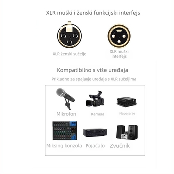 XLR audio kabel, niklani premaz, bakreno jezgro bez kisika, ROHS potvrda
