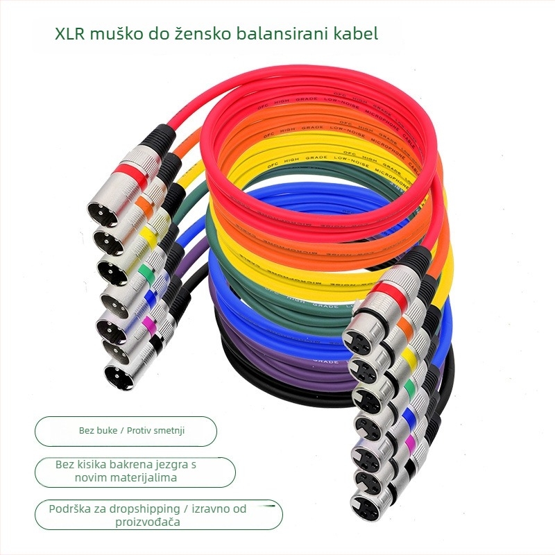 XLR audio kabel, niklani premaz, bakreno jezgro bez kisika, ROHS potvrda