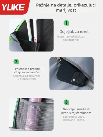 Torba za badminton preko ramena – unisex, poliesterska, Yuke, proljeće 2025, sportska torba