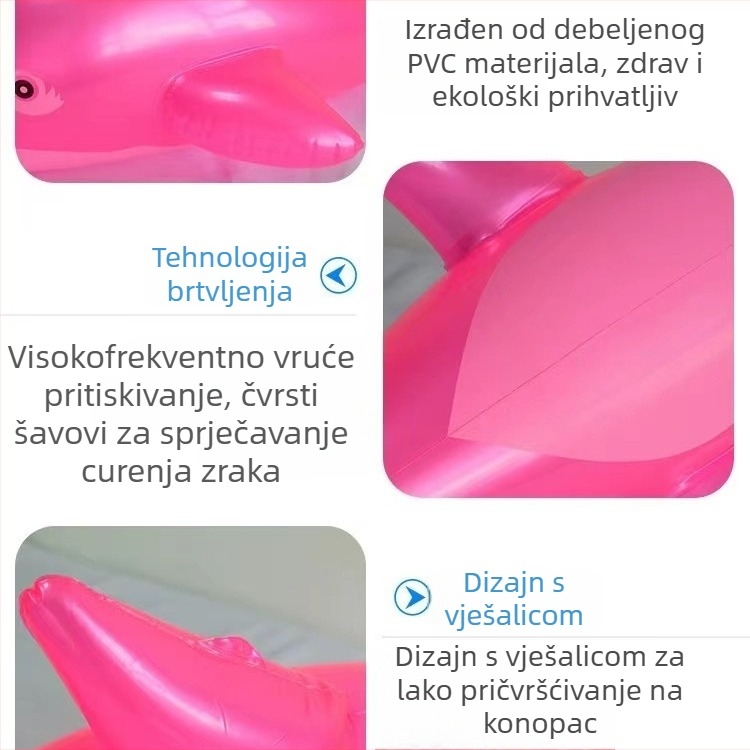 Dječja napuhiva delfin igračka za djecu - ekološki PVC, brend Fortune 9, vodena igračka za bazen i plažu