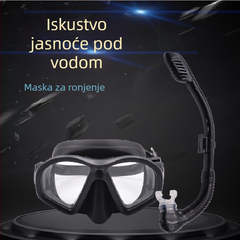 Anrol dječje ronilačke naočale, komplet suhi snorkelski set, silikon+PC, duljina dišne cijevi 350 mm, težina cijevi 172 g, težina naočala 172 g, pogodno za kratkovidnost