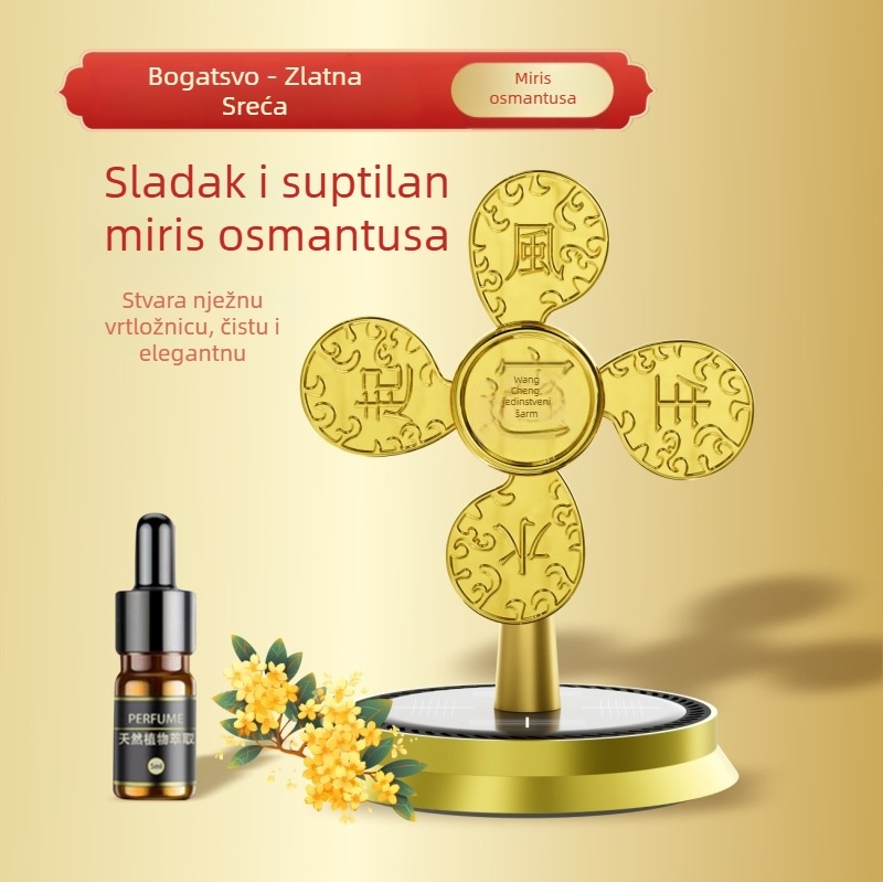 Unutarnji auto parfem s rotirajućim solarnim difuzorom, metalni držač; cvjetni miris s lemon notom; dekorativan, repelent protiv komaraca, osvježavajući, uklanjanje mirisa; trajanje 61–90 sati.