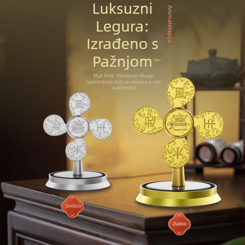 Unutarnji auto parfem s rotirajućim solarnim difuzorom, metalni držač; cvjetni miris s lemon notom; dekorativan, repelent protiv komaraca, osvježavajući, uklanjanje mirisa; trajanje 61–90 sati.
