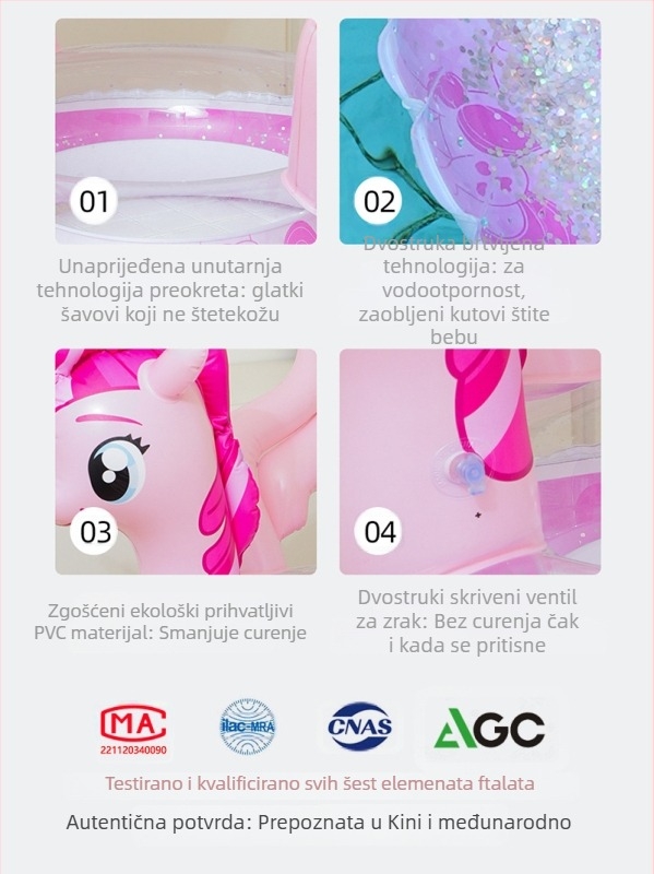 Naduvljivi plivački prsten s motivom šarenog ponija za djecu 3–6 godina, djevojčice